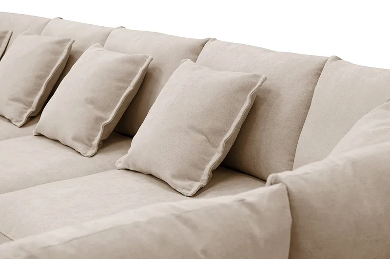 Rossita Lyx 6-sits Vänstervänd U-formad Extra djup Soffa med Divan och Schäslong i Tyg - Ljusbrun - Möbler - Soffa - U-soffa