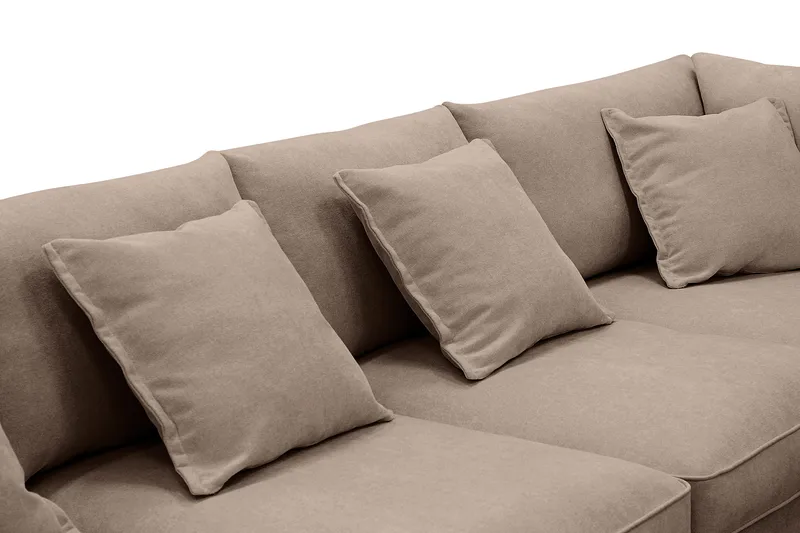 Rossita Lyx 6-sits Vänstervänd U-formad Extra djup Soffa med Divan och Schäslong i Tyg - Mörkbrun - Möbler - Soffa - U-soffa