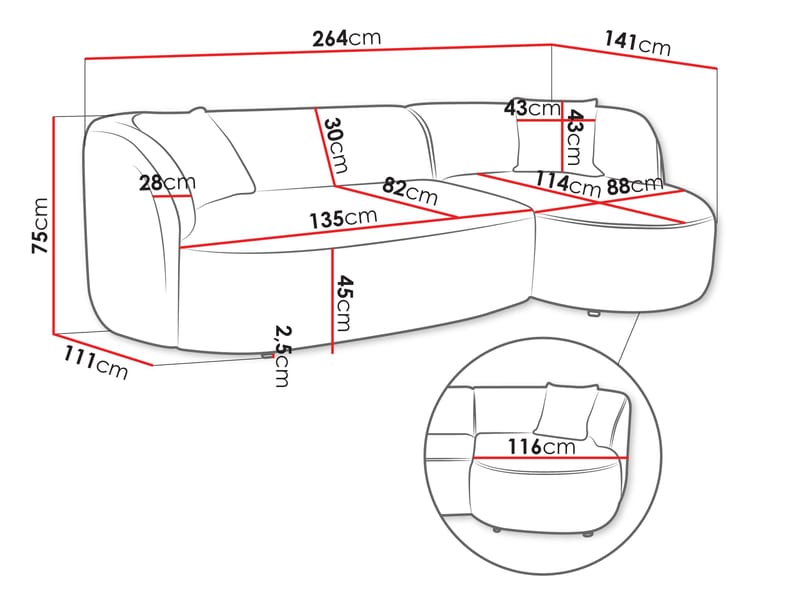 Rylian 3-sits Soffa med divan - vit - Möbler - Soffa - Hörnsoffa