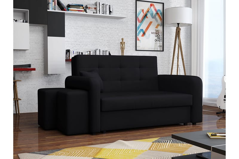 2-sits Bäddsoffa Canehan Vänster - Sammet/Svart - Möbler - Soffa - Sammetssoffa
