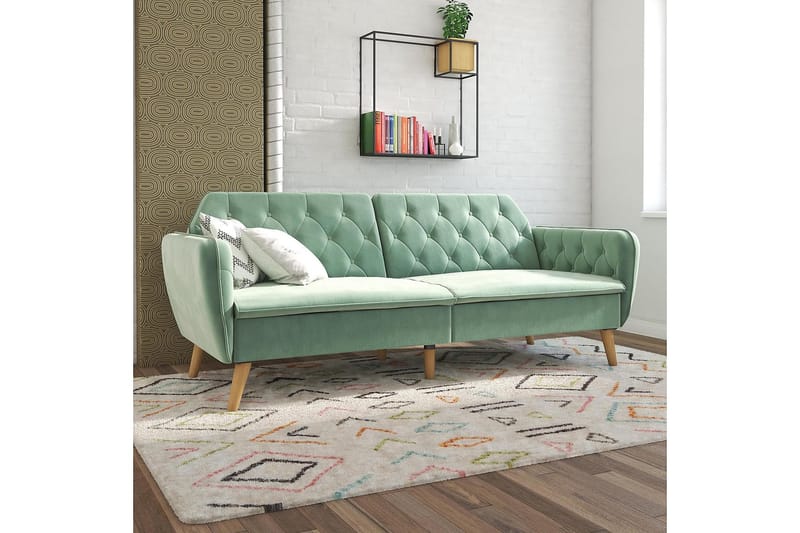 2-sits Bäddsoffa Tallulah Sammet/Ljusgrön - Novogratz - Möbler - Soffa - Sammetssoffa