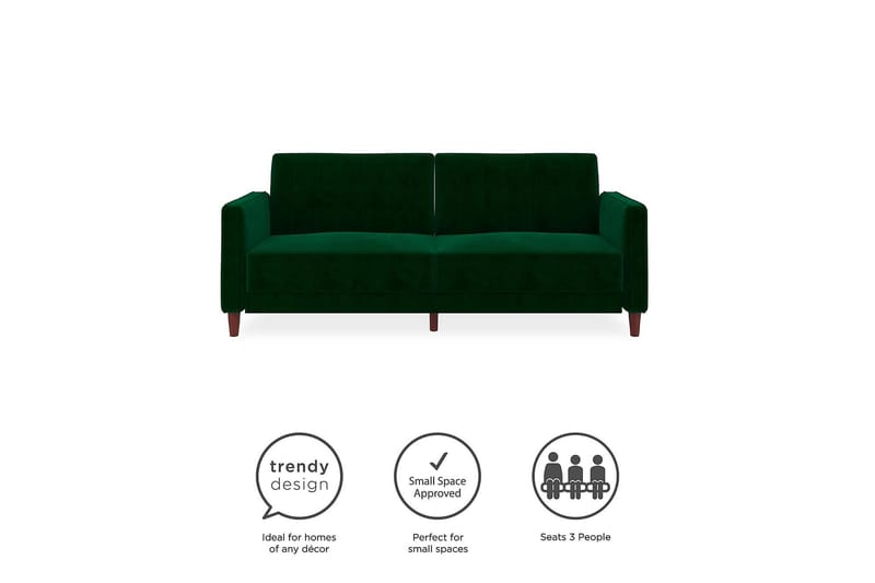 2-sits Bäddsoffa Pin Tufted Sammet/Grön - Dorel Home - Möbler - Soffa - Sammetssoffa