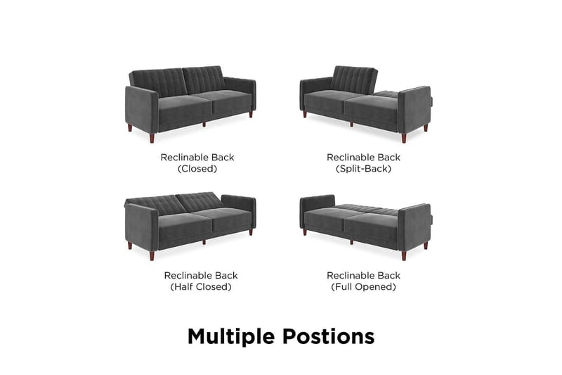 2-sits Bäddsoffa Pin Tufted Sammet/Grå - Dorel Home - Möbler - Soffa - Sammetssoffa