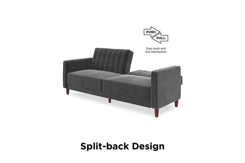 2-sits Bäddsoffa Pin Tufted Sammet/Grå - Dorel Home - Möbler - Soffa - Sammetssoffa