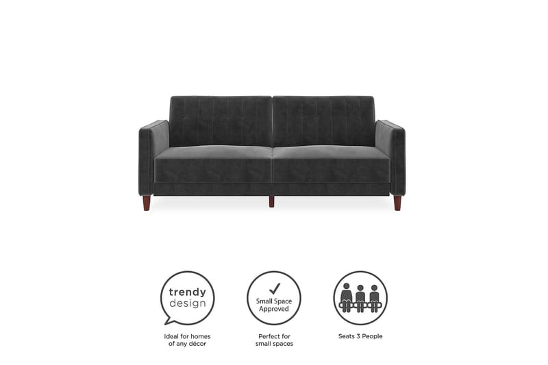 2-sits Bäddsoffa Pin Tufted Sammet/Grå - Dorel Home - Möbler - Soffa - Sammetssoffa