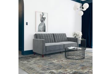 2-sits Bäddsoffa Pin Tufted Sammet/Grå - Dorel Home - Möbler - Soffa - Sammetssoffa