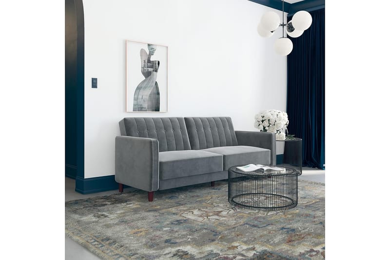 2-sits Bäddsoffa Pin Tufted Sammet/Grå - Dorel Home - Möbler - Soffa - Sammetssoffa