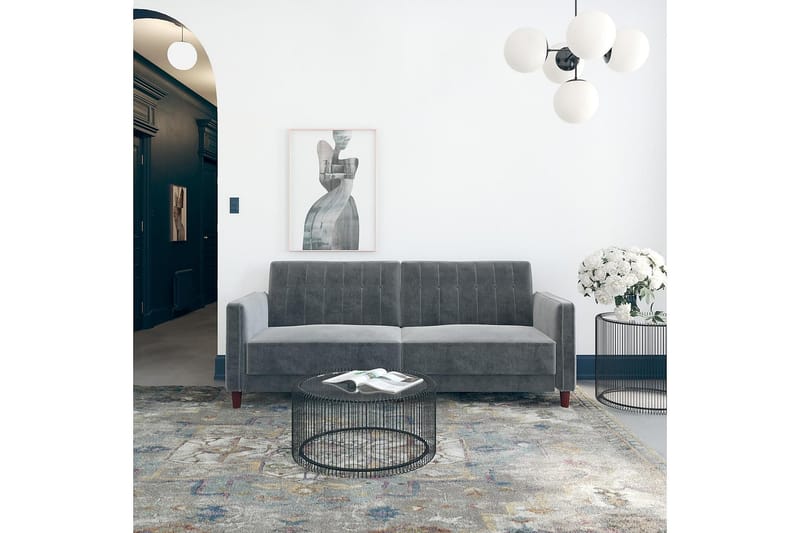 2-sits Bäddsoffa Pin Tufted Sammet/Grå - Dorel Home - Möbler - Soffa - Sammetssoffa