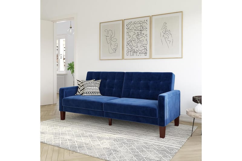 2-sits Bäddsoffa Porter Sammet/Blå - Dorel Home - Möbler - Soffa - Sammetssoffa