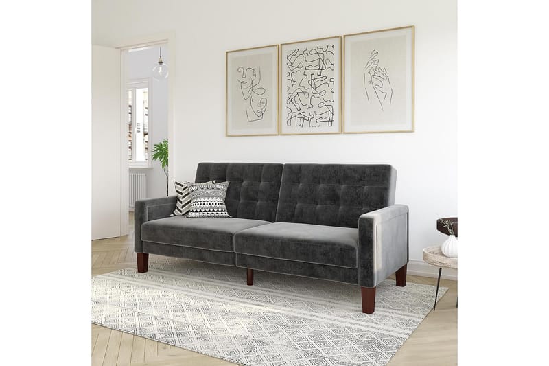 2-sits Bäddsoffa Porter Sammet/Grå - Dorel Home - Möbler - Soffa - Sammetssoffa