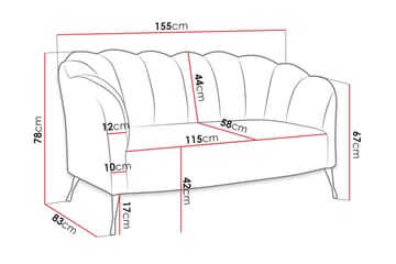 2-sits Soffa Naspur - Sammet/Blå/Guld - Möbler - Soffa - Sammetssoffa