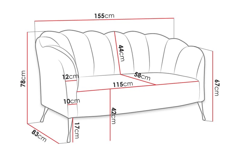 2-sits Soffa Naspur - Sammet/Blå/Guld - Möbler - Soffa - Sammetssoffa