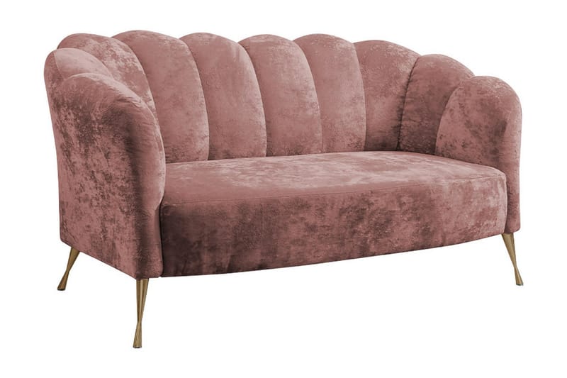 2-sits Soffa Naspur - Sammet/Rosa/Guld - Sammetssoffa - 2 sits soffa