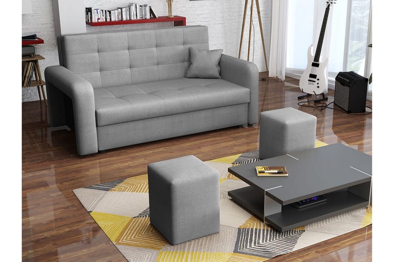 3-sits Bäddsoffa Canehan Vänster - Sammet/Svart - Möbler - Soffa - Sammetssoffa