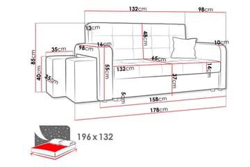 3-sits Bäddsoffa Canehan Vänster - Sammet/Svart - Möbler - Soffa - Sammetssoffa
