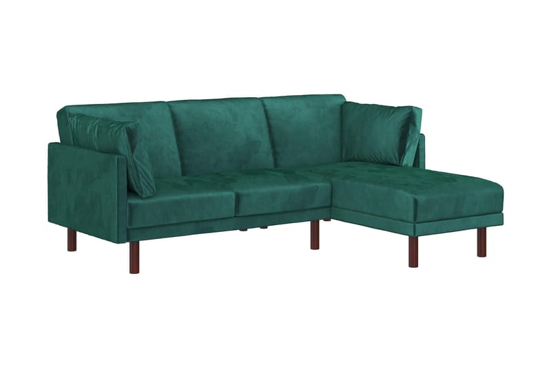 3-sits Bäddsoffa med Schäslong Clair Ställbar Sammet/Grön/Tr - Dorel Home - Möbler - Soffa - Sammetssoffa