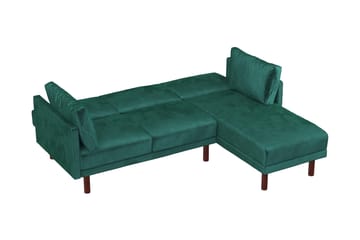 3-sits Bäddsoffa med Schäslong Clair Ställbar Sammet/Grön/Tr - Dorel Home - Möbler - Soffa - Sammetssoffa