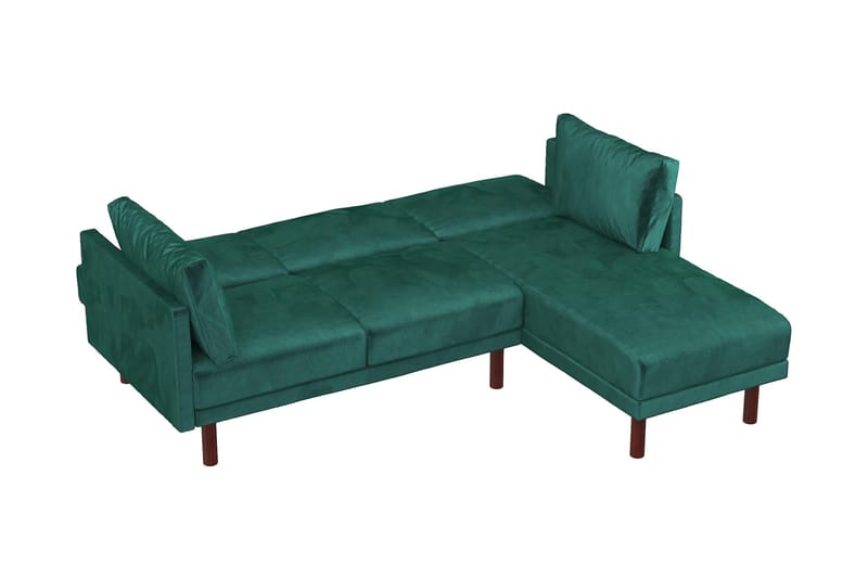 3-sits Bäddsoffa med Schäslong Clair Ställbar Sammet/Grön/Tr - Dorel Home - Möbler - Soffa - Sammetssoffa