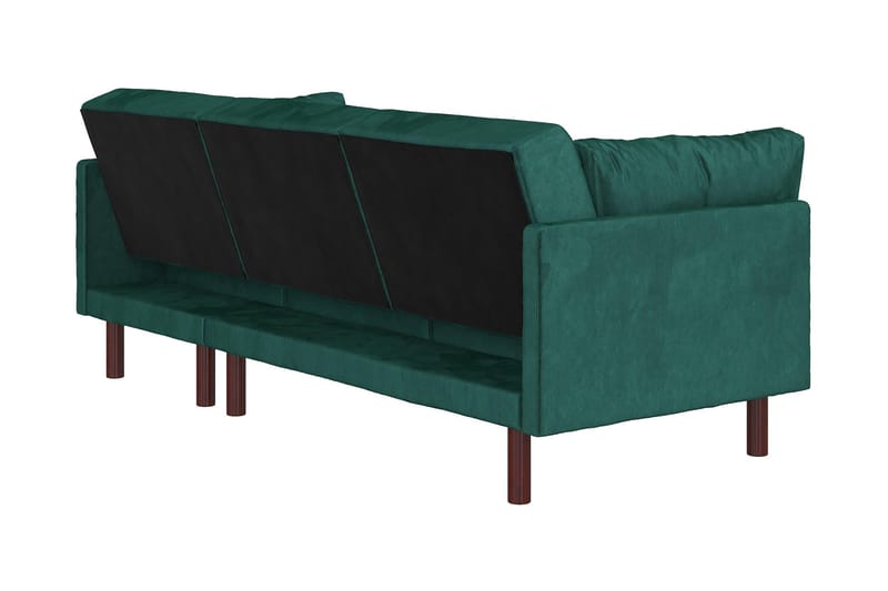 3-sits Bäddsoffa med Schäslong Clair Ställbar Sammet/Grön/Tr - Dorel Home - Möbler - Soffa - Sammetssoffa
