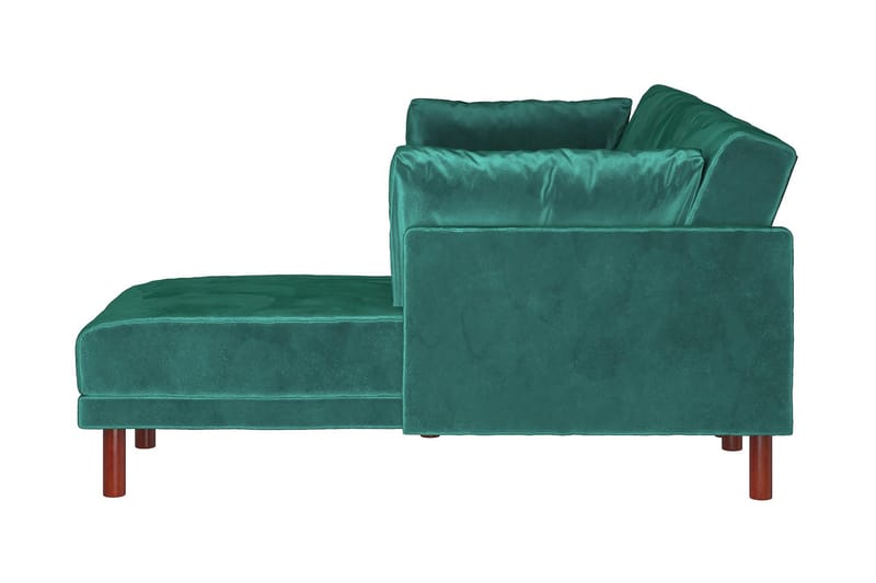 3-sits Bäddsoffa med Schäslong Clair Ställbar Sammet/Grön/Tr - Dorel Home - Möbler - Soffa - Sammetssoffa