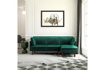 3-sits Bäddsoffa med Schäslong Clair Ställbar Sammet/Grön/Tr - Dorel Home - Möbler - Soffa - Sammetssoffa