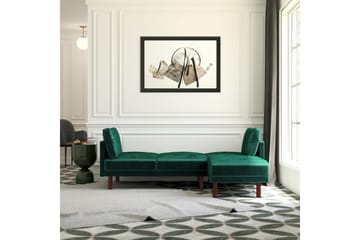 3-sits Bäddsoffa med Schäslong Clair Ställbar Sammet/Grön/Tr - Dorel Home - Möbler - Soffa - Sammetssoffa