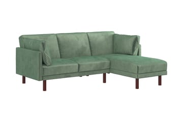 3-sits Bäddsoffa med Schäslong Clair Ställbar Sammet/Grön/Tr - Dorel Home - Möbler - Soffa - Sammetssoffa