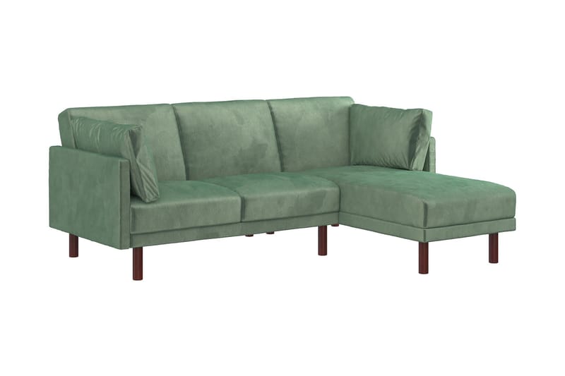3-sits Bäddsoffa med Schäslong Clair Ställbar Sammet/Grön/Tr - Dorel Home - Möbler - Soffa - Sammetssoffa