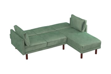 3-sits Bäddsoffa med Schäslong Clair Ställbar Sammet/Grön/Tr - Dorel Home - Möbler - Soffa - Sammetssoffa