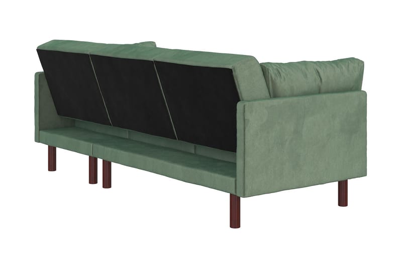 3-sits Bäddsoffa med Schäslong Clair Ställbar Sammet/Grön/Tr - Dorel Home - Möbler - Soffa - Sammetssoffa