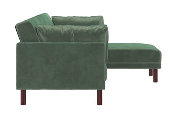3-sits Bäddsoffa med Schäslong Clair Ställbar Sammet/Grön/Tr - Dorel Home - Möbler - Soffa - Sammetssoffa