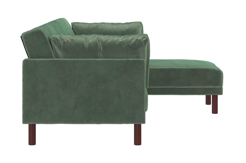 3-sits Bäddsoffa med Schäslong Clair Ställbar Sammet/Grön/Tr - Dorel Home - Möbler - Soffa - Sammetssoffa