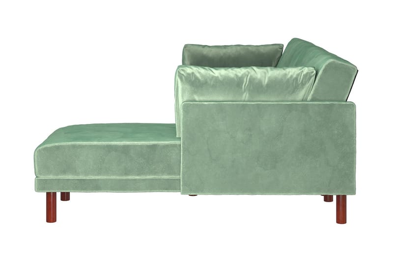 3-sits Bäddsoffa med Schäslong Clair Ställbar Sammet/Grön/Tr - Dorel Home - Möbler - Soffa - Sammetssoffa