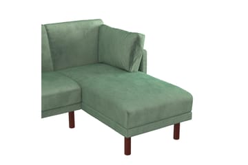 3-sits Bäddsoffa med Schäslong Clair Ställbar Sammet/Grön/Tr - Dorel Home - Möbler - Soffa - Sammetssoffa