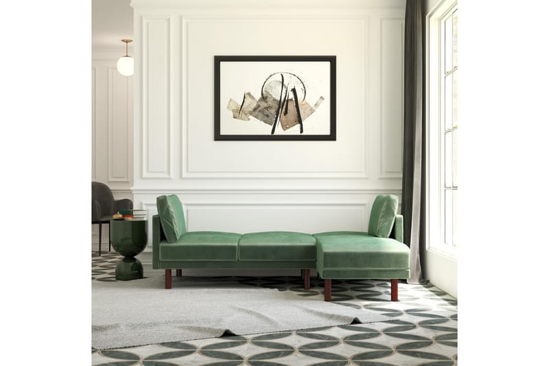 3-sits Bäddsoffa med Schäslong Clair Ställbar Sammet/Grön/Tr - Dorel Home - Möbler - Soffa - Sammetssoffa