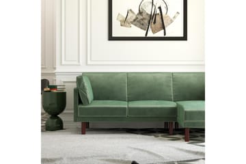 3-sits Bäddsoffa med Schäslong Clair Ställbar Sammet/Grön/Tr - Dorel Home - Möbler - Soffa - Sammetssoffa