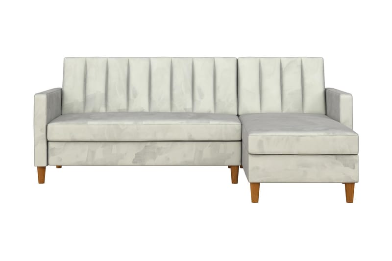 3-sits Divanbäddsoffa Celine Sammet/Ljusgrå - Dorel Home - Sammetssoffa - Bäddsoffa divan