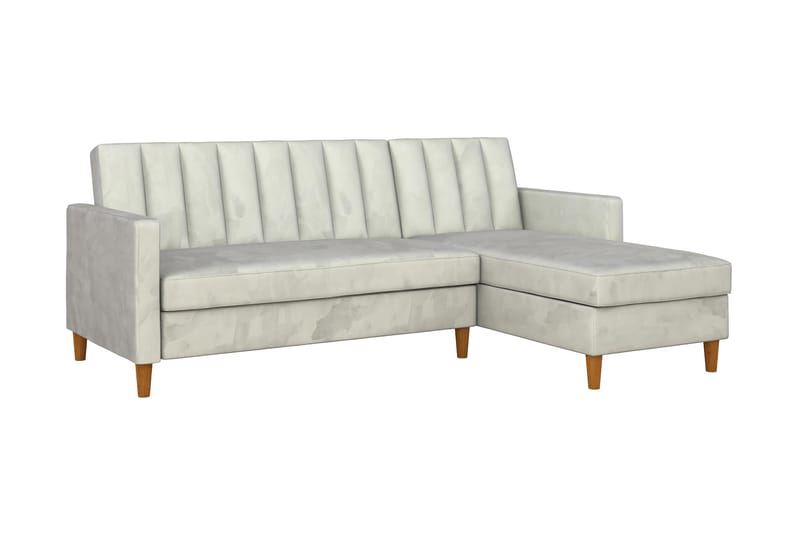 3-sits Divanbäddsoffa Celine Sammet/Ljusgrå - Dorel Home - Sammetssoffa - Bäddsoffa divan