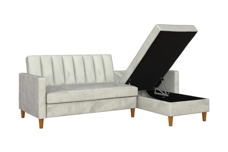 3-sits Divanbäddsoffa Celine Sammet/Ljusgrå - Dorel Home - Sammetssoffa - Bäddsoffa divan