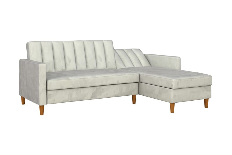 3-sits Divanbäddsoffa Celine Sammet/Ljusgrå - Dorel Home - Sammetssoffa - Bäddsoffa divan