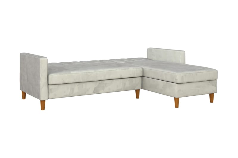 3-sits Divanbäddsoffa Celine Sammet/Ljusgrå - Dorel Home - Sammetssoffa - Bäddsoffa divan