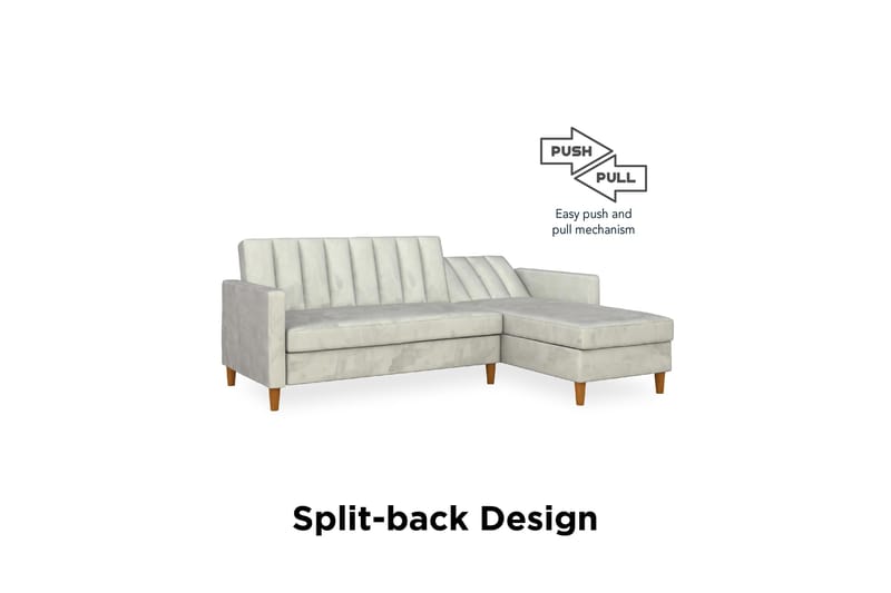 3-sits Divanbäddsoffa Celine Sammet/Ljusgrå - Dorel Home - Sammetssoffa - Bäddsoffa divan