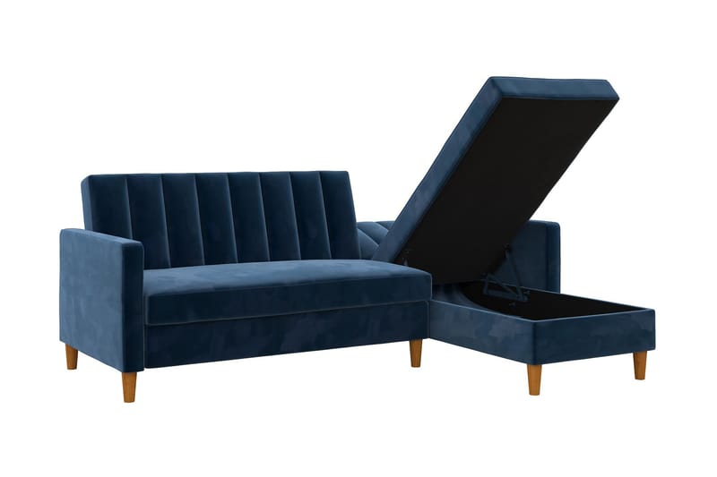 3-sits Divanbäddsoffa Celine Sammet/Marinblå - Dorel Home - Sammetssoffa - Bäddsoffa divan