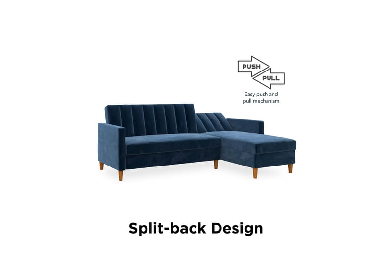 3-sits Divanbäddsoffa Celine Sammet/Marinblå - Dorel Home - Sammetssoffa - Bäddsoffa divan