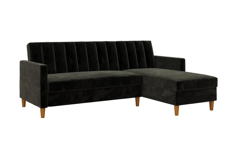 3-sits Divanbäddsoffa Celine Sammet/Svart - Dorel Home - Sammetssoffa - Bäddsoffa divan