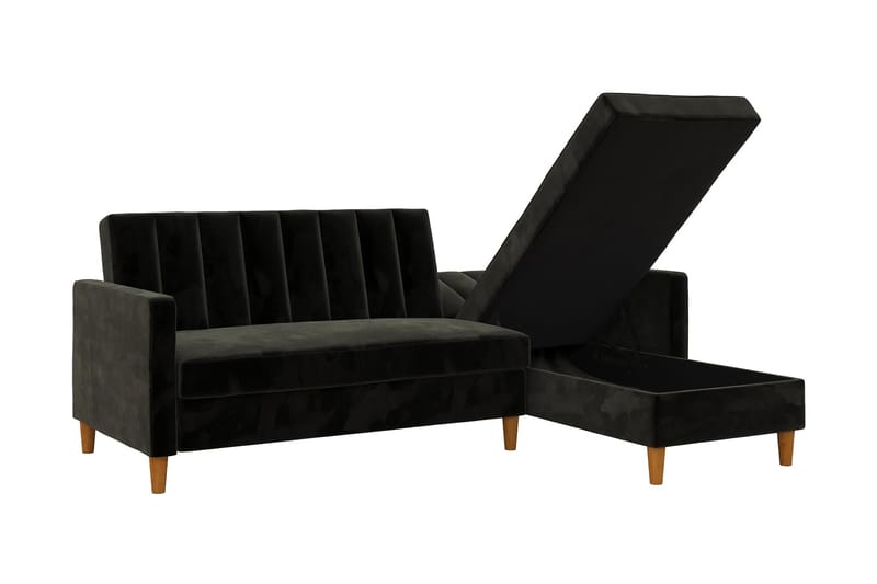 3-sits Divanbäddsoffa Celine Sammet/Svart - Dorel Home - Sammetssoffa - Bäddsoffa divan