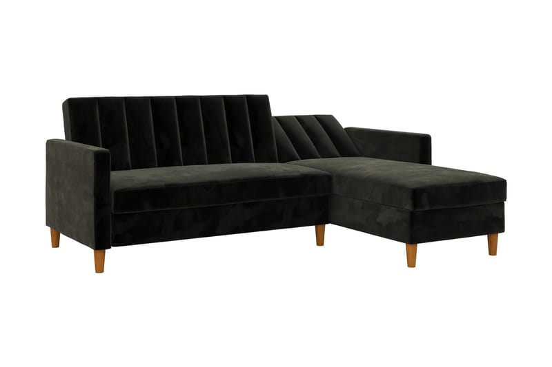 3-sits Divanbäddsoffa Celine Sammet/Svart - Dorel Home - Sammetssoffa - Bäddsoffa divan