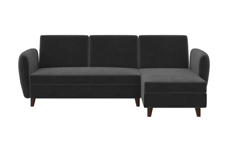 3-sits Divanbäddsoffa Perry Ställbar Sammet/Grå/Trä - Novogratz - Sammetssoffa - Bäddsoffa divan