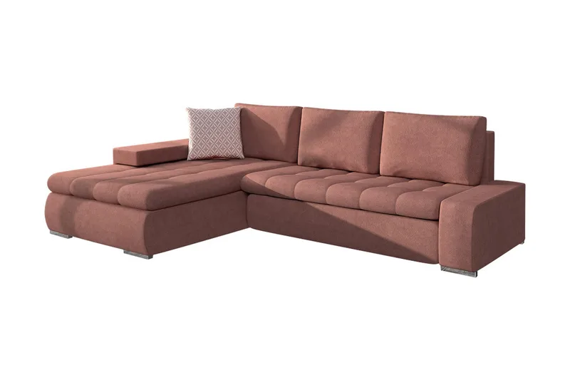 3-sits Hörnbäddsoffa Cerys Mini - Läder/Rosa - Möbler - Soffa - Sammetssoffa