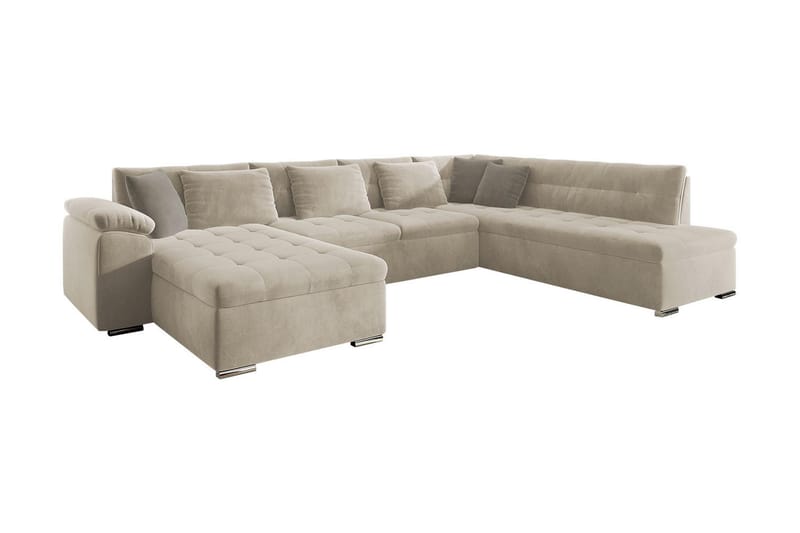 4-sits Bäddsoffa Sororia - Beige - Sammetssoffa - Bäddsoffa divan